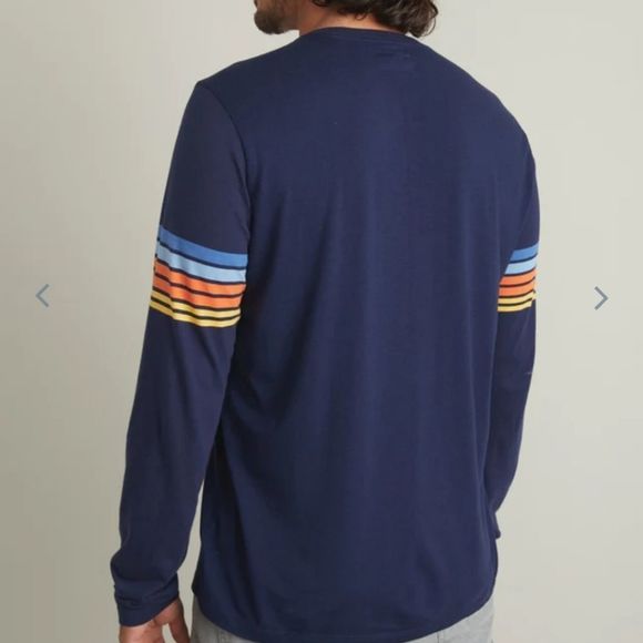 MARINE layer ML x LF Long Sleeve Arm Stripe Tee in Black Iris - Picture 4 of 7